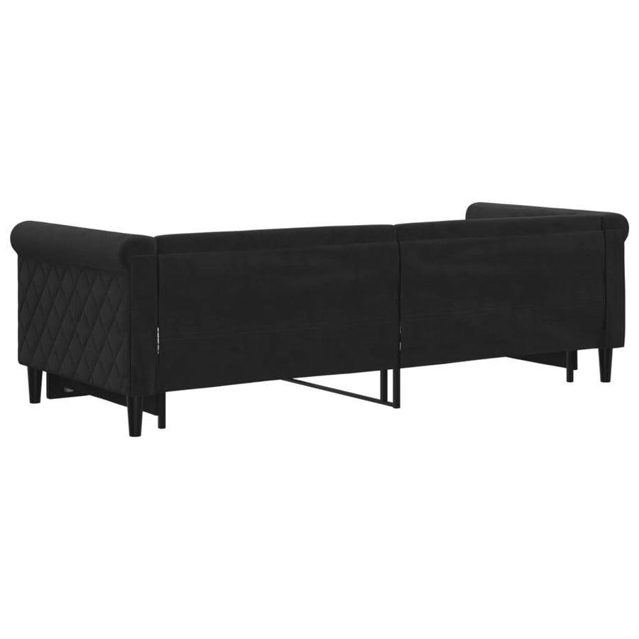 Slaapbank Fluweel 80 x 200 cm Zwart met onderschuifbed