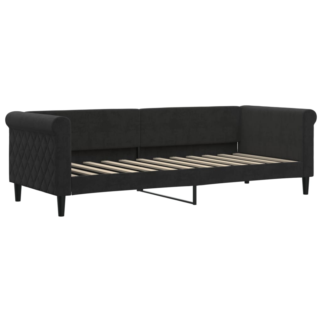 Slaapbank Fluweel 80 x 200 cm Zwart met onderschuifbed