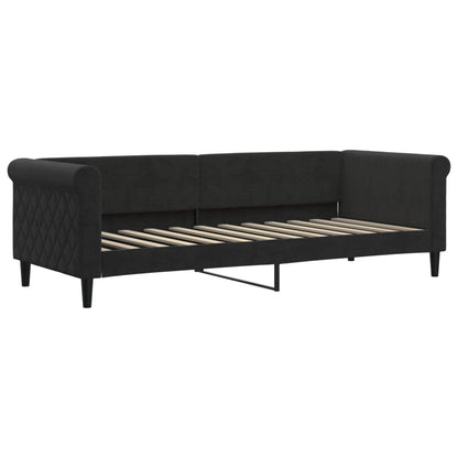 Slaapbank Fluweel 80 x 200 cm Zwart met onderschuifbed