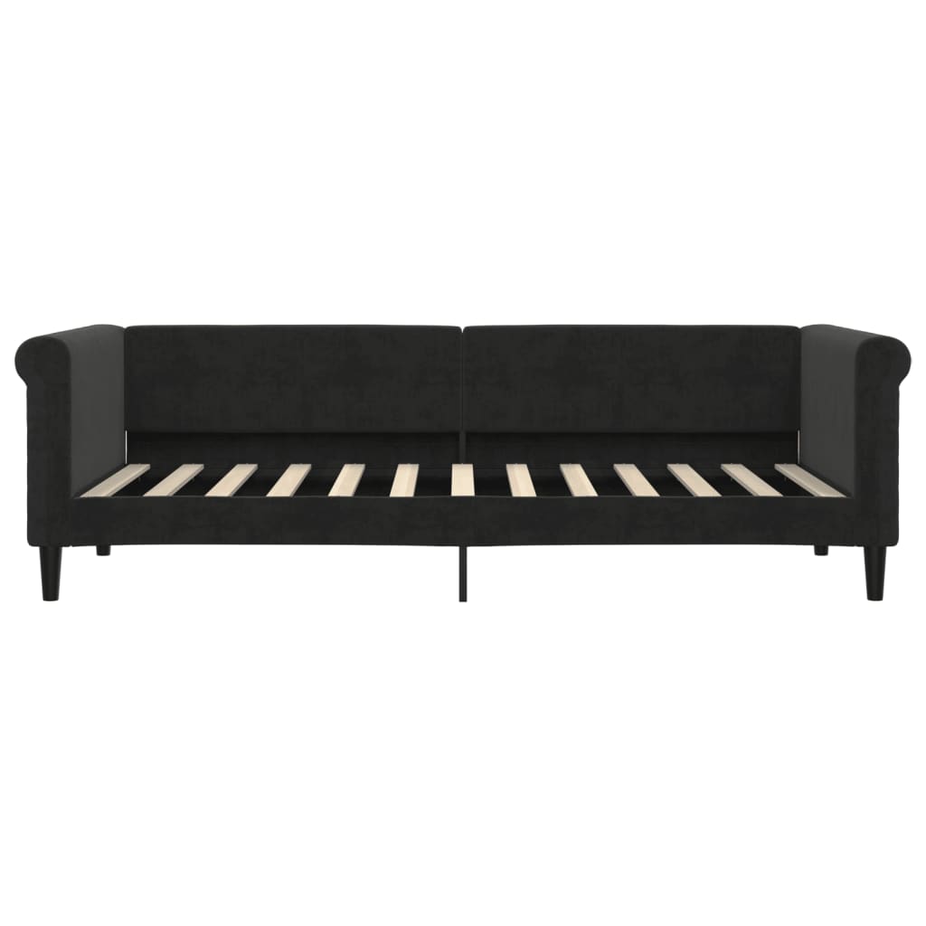 Slaapbank Fluweel 80 x 200 cm Zwart met onderschuifbed