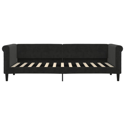 Slaapbank Fluweel 80 x 200 cm Zwart met onderschuifbed