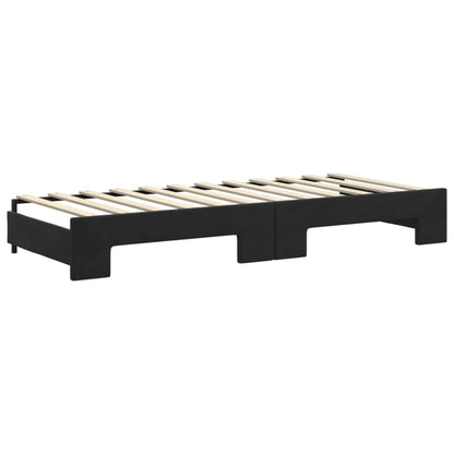 Slaapbank Fluweel 80 x 200 cm Zwart met onderschuifbed