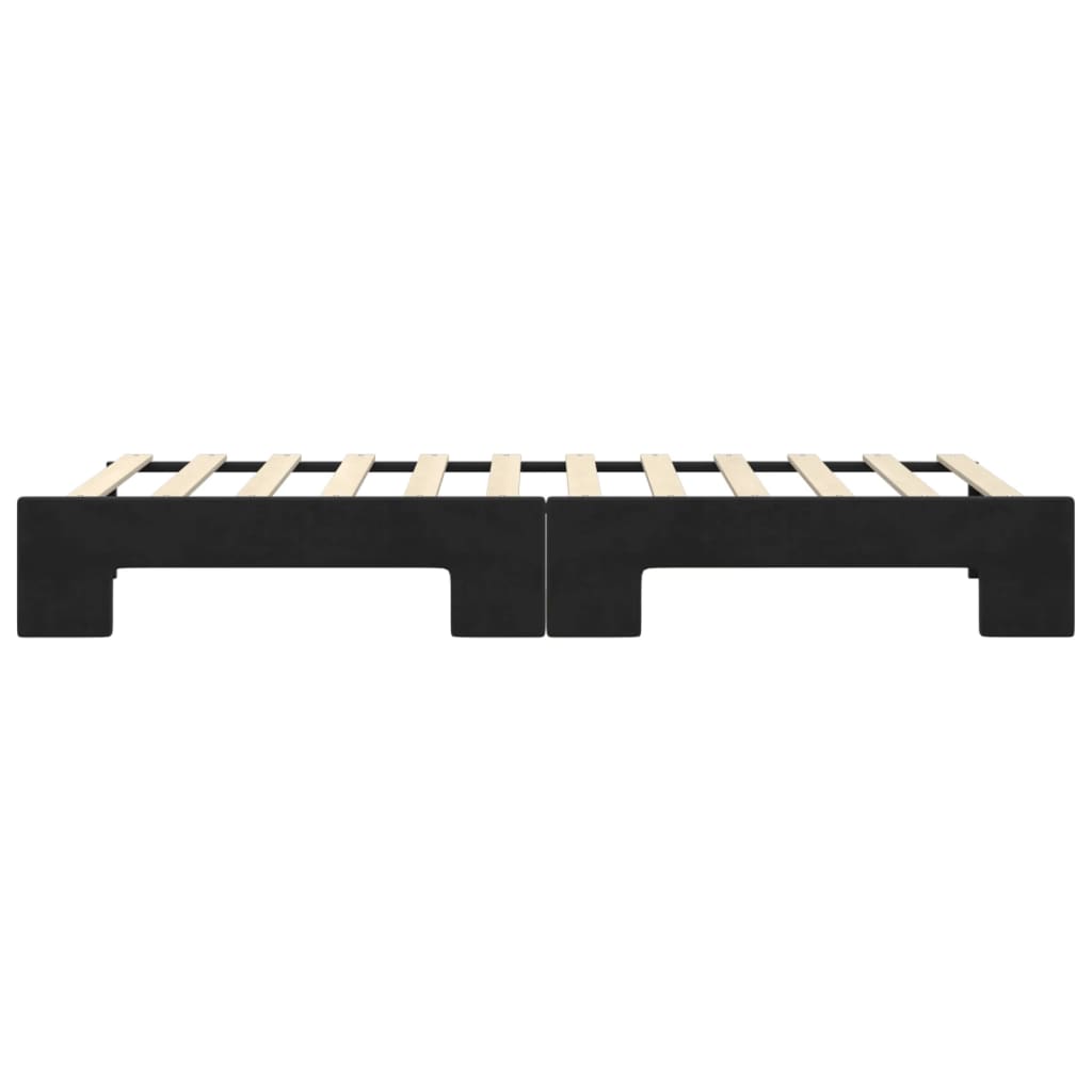 Slaapbank Fluweel 80 x 200 cm Zwart met onderschuifbed