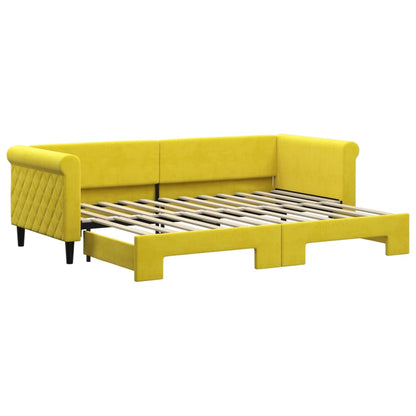 Slaapbank Fluweel 80 x 200 cm Geel met onderschuifbed