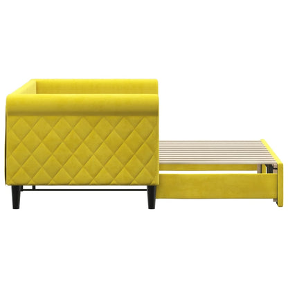 Slaapbank Fluweel 80 x 200 cm Geel met onderschuifbed