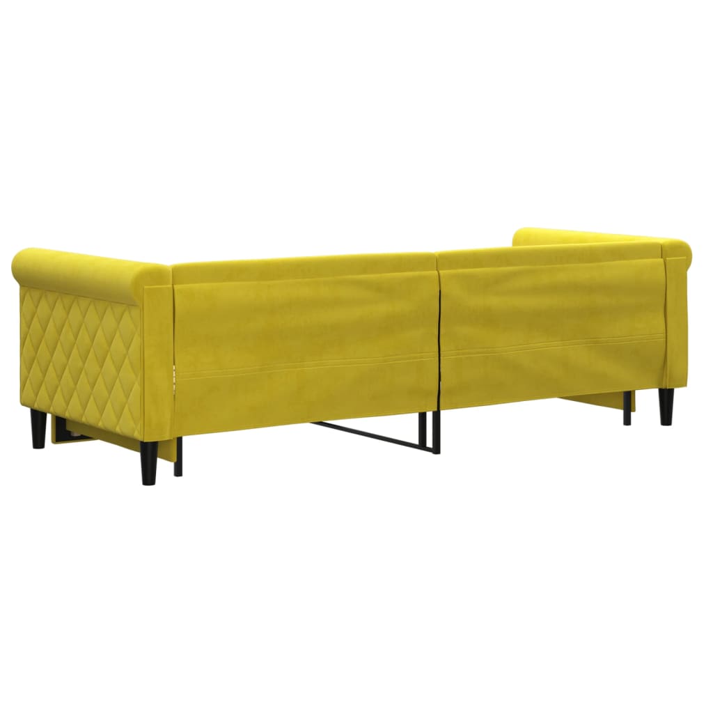 Slaapbank Fluweel 80 x 200 cm Geel met onderschuifbed