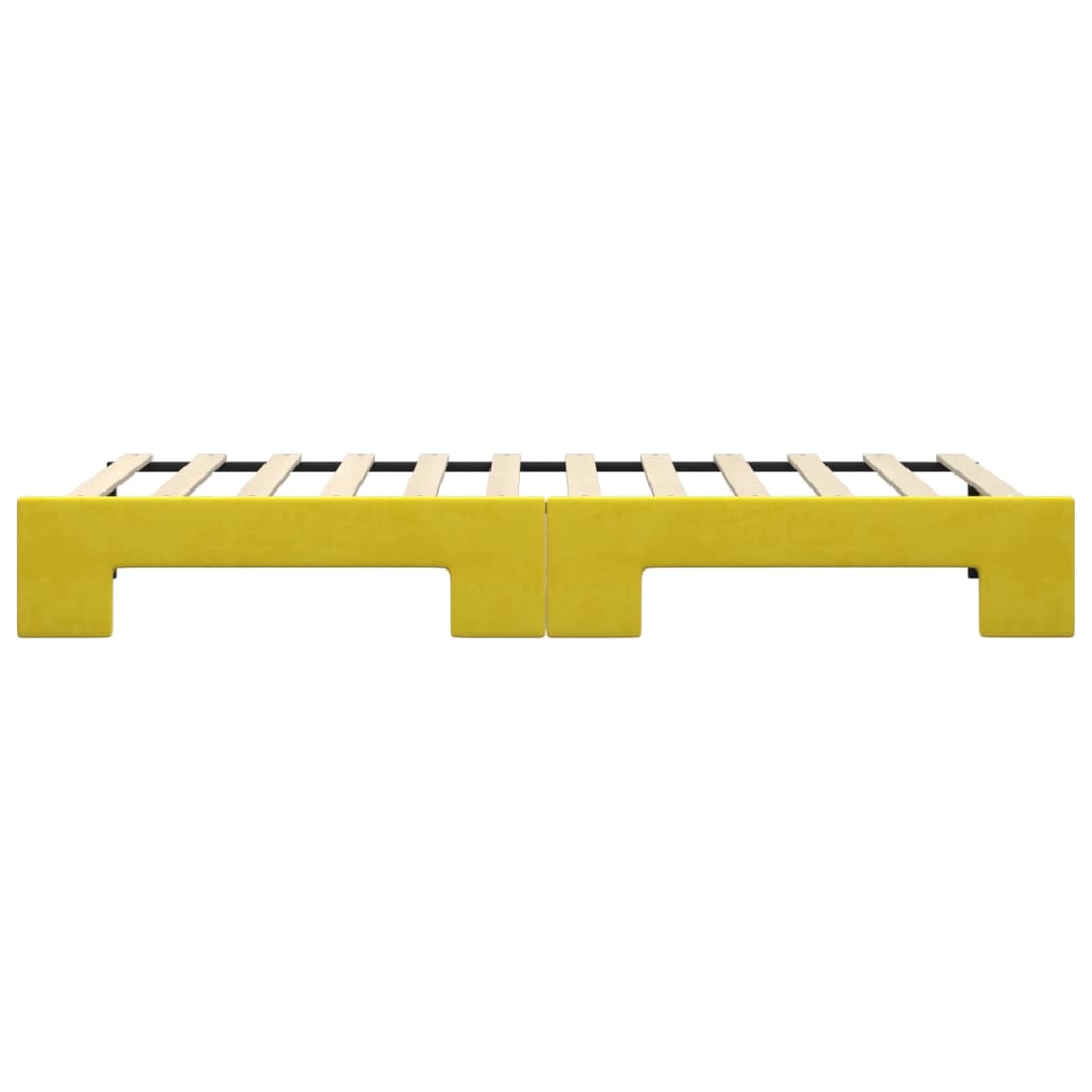 Slaapbank Fluweel 80 x 200 cm Geel met onderschuifbed