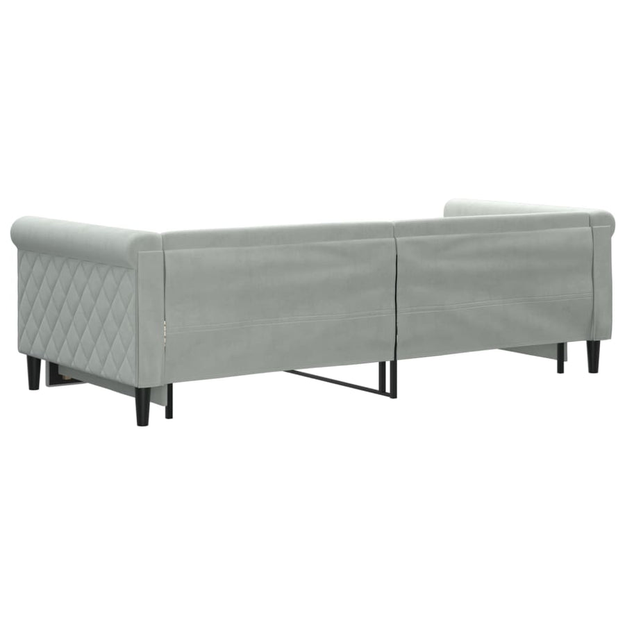 Slaapbank met onderschuifbed 90x200 cm fluweel lichtgrijs