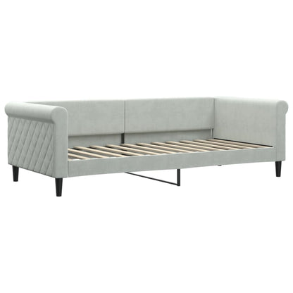 Slaapbank Fluweel 90 x 200 cm Lichtgrijs met onderschuifbed