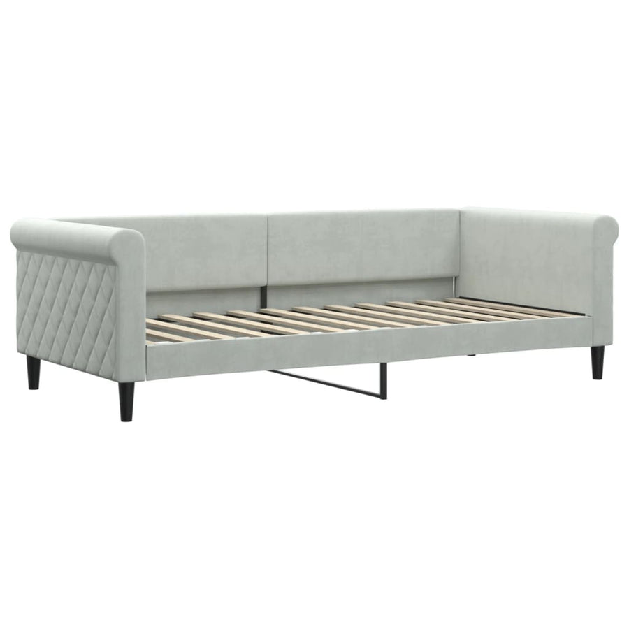 Slaapbank met onderschuifbed 90x200 cm fluweel lichtgrijs