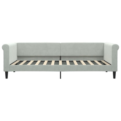 Slaapbank Fluweel 90 x 200 cm Lichtgrijs met onderschuifbed