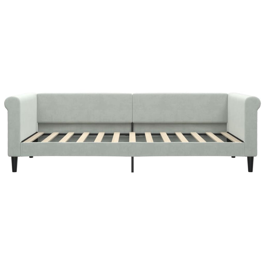 Slaapbank met onderschuifbed 90x200 cm fluweel lichtgrijs