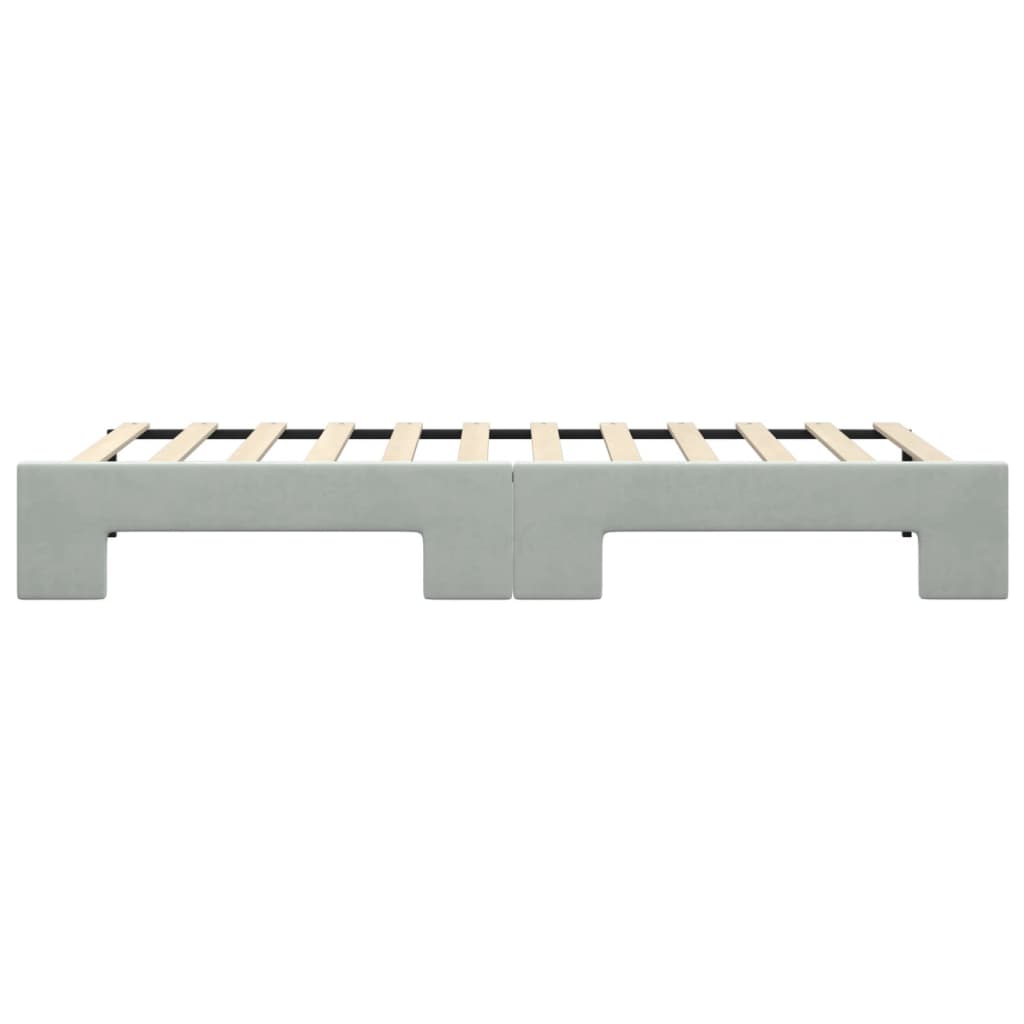 Slaapbank Fluweel 90 x 200 cm Lichtgrijs met onderschuifbed