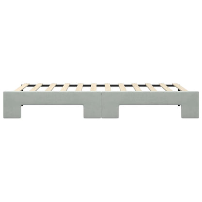 Slaapbank Fluweel 90 x 200 cm Lichtgrijs met onderschuifbed
