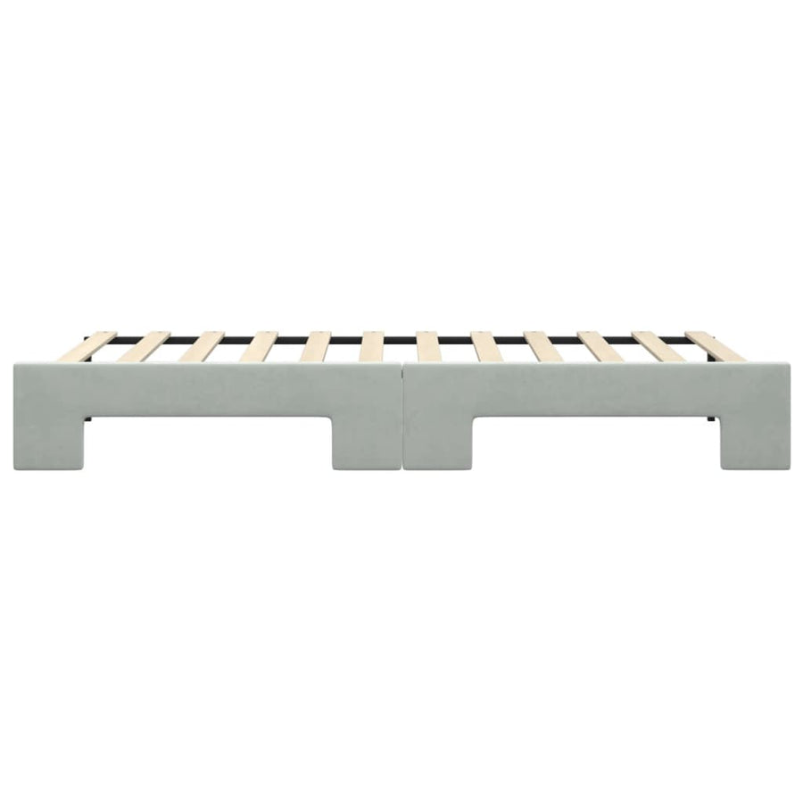 Slaapbank met onderschuifbed 90x200 cm fluweel lichtgrijs