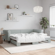 Slaapbank met onderschuifbed 90x200 cm fluweel lichtgrijs