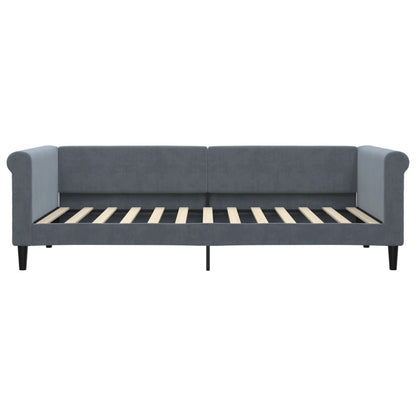 Slaapbank met onderschuifbed 90x200 cm fluweel donkergrijs