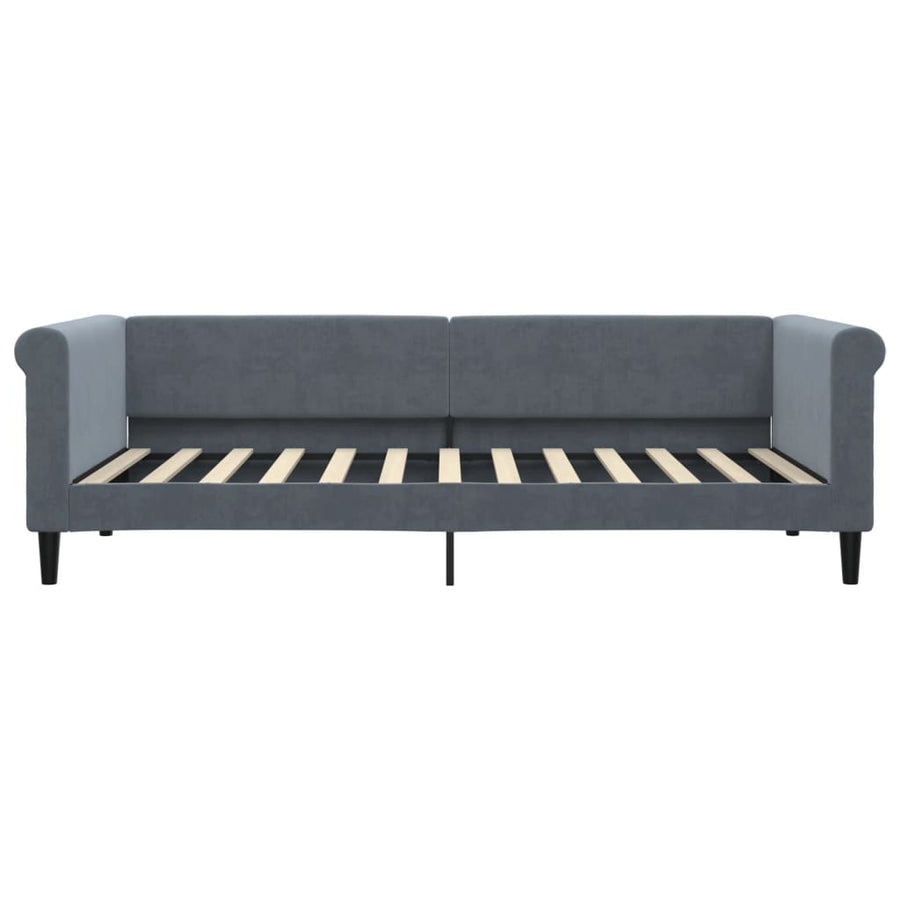 Slaapbank met onderschuifbed 90x200 cm fluweel donkergrijs