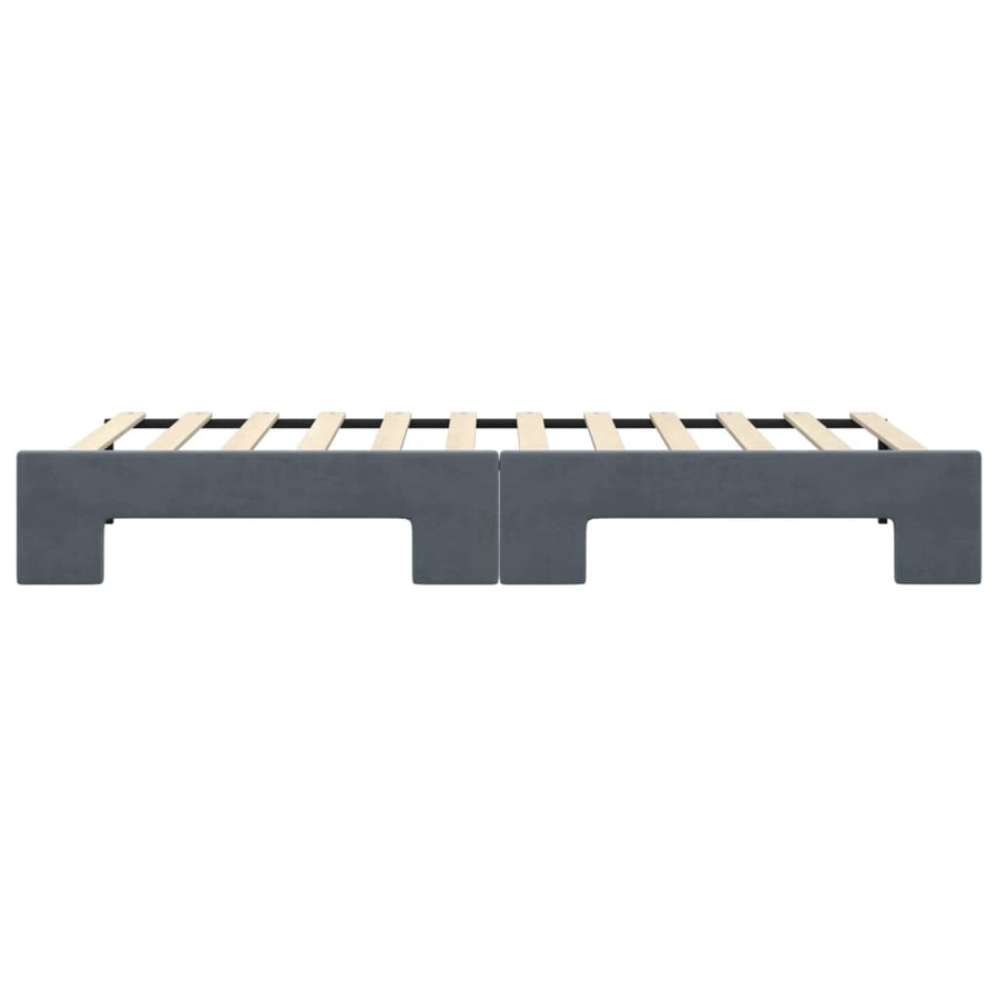 Slaapbank met onderschuifbed 90x200 cm fluweel donkergrijs