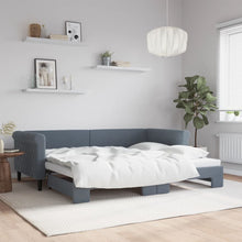 Slaapbank met onderschuifbed 90x200 cm fluweel donkergrijs