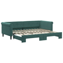 Slaapbank met onderschuifbed 90x200 cm fluweel donkergroen