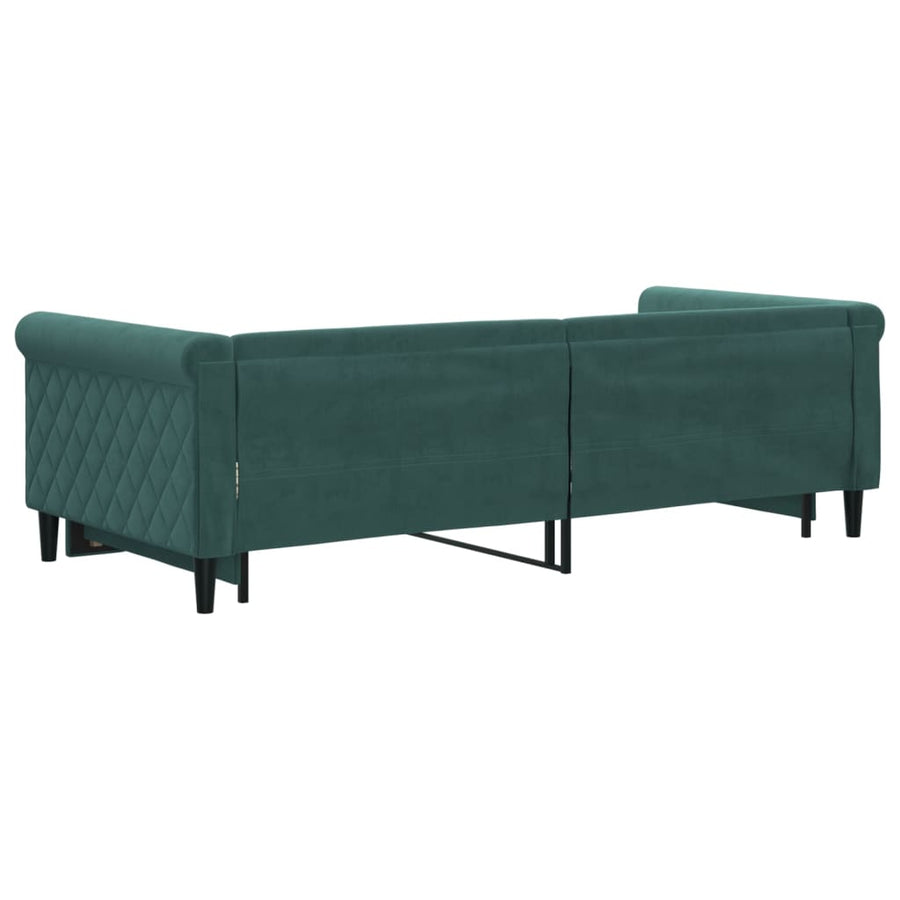 Slaapbank met onderschuifbed 90x200 cm fluweel donkergroen