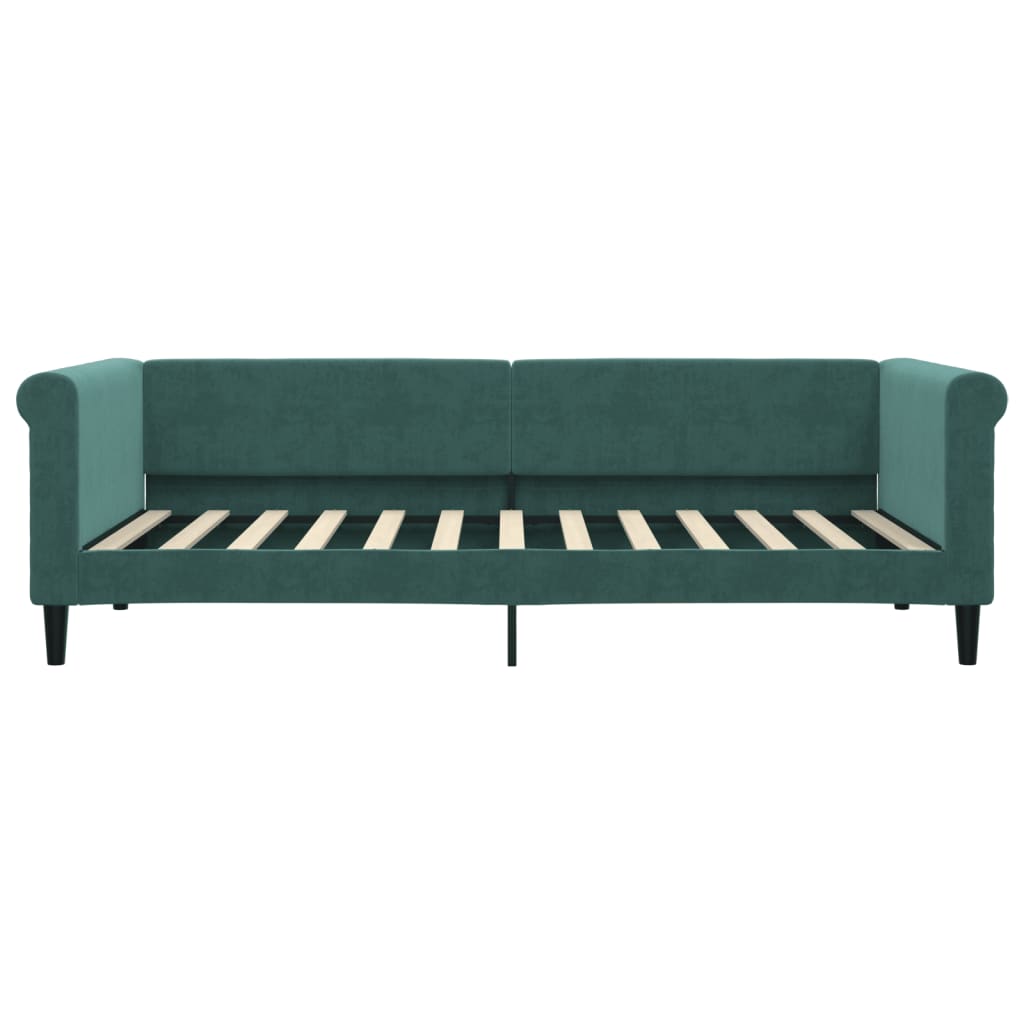 Slaapbank met onderschuifbed 90x200 cm fluweel donkergroen
