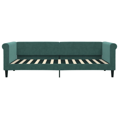 Slaapbank met onderschuifbed 90x200 cm fluweel donkergroen