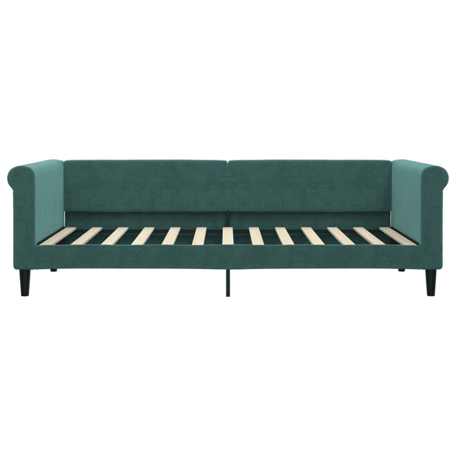 Slaapbank met onderschuifbed 90x200 cm fluweel donkergroen