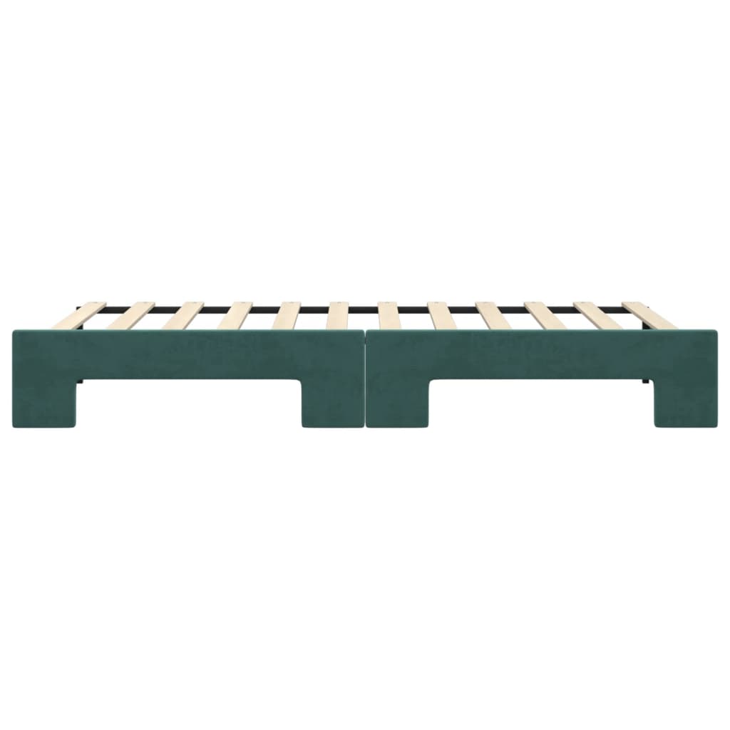 Slaapbank met onderschuifbed 90x200 cm fluweel donkergroen