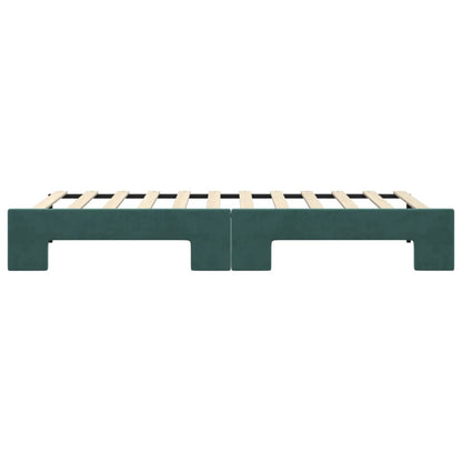 Slaapbank met onderschuifbed 90x200 cm fluweel donkergroen