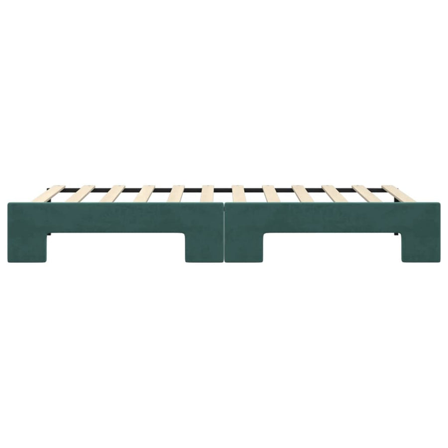 Slaapbank met onderschuifbed 90x200 cm fluweel donkergroen