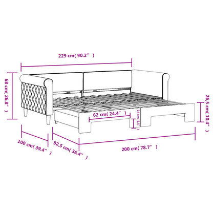 Slaapbank met onderschuifbed 90x200 cm fluweel donkergroen