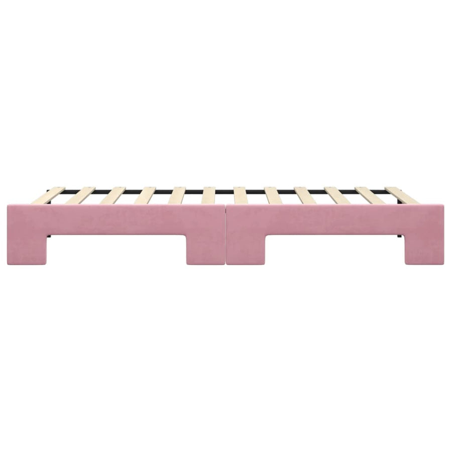 Slaapbank met onderschuifbed 90x200 cm fluweel roze