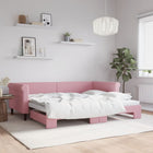 Slaapbank Fluweel 90 x 200 cm Roze met onderschuifbed