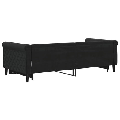 Slaapbank Fluweel 90 x 200 cm Zwart met onderschuifbed