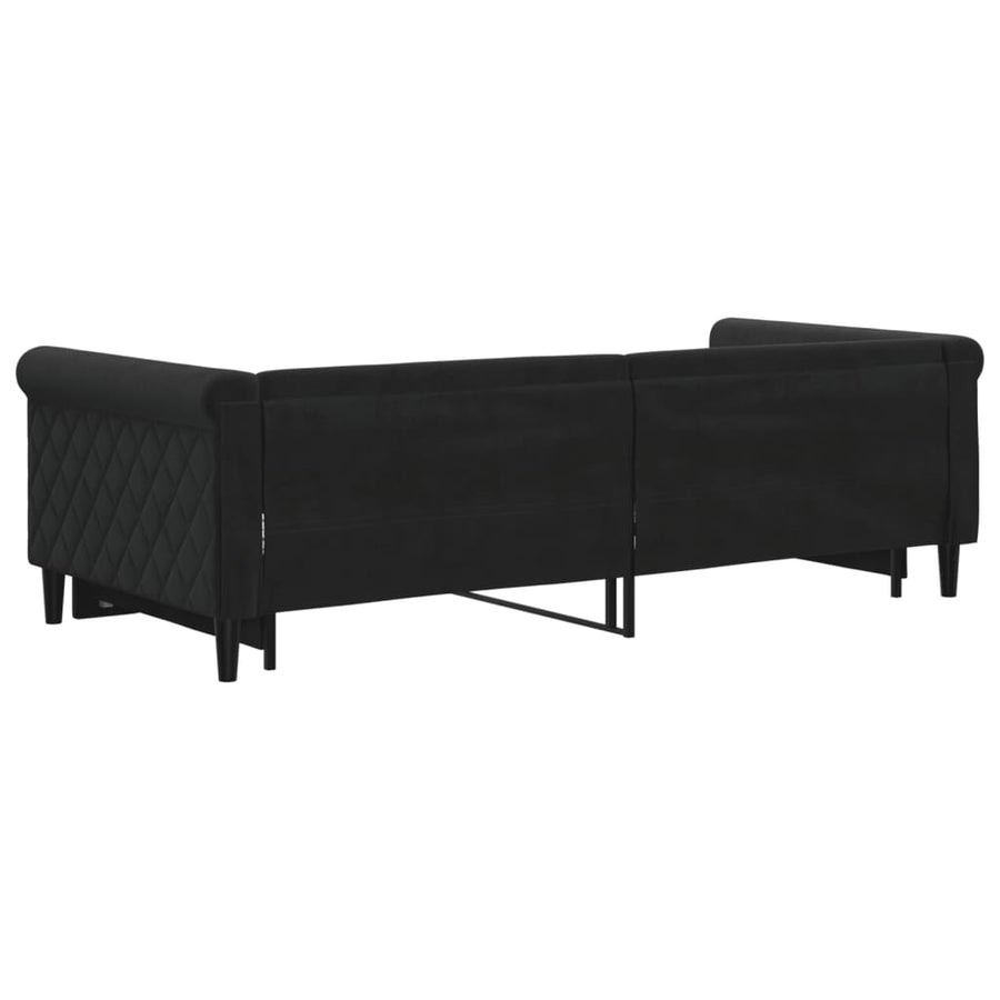 Slaapbank Fluweel 90 x 200 cm Zwart met onderschuifbed