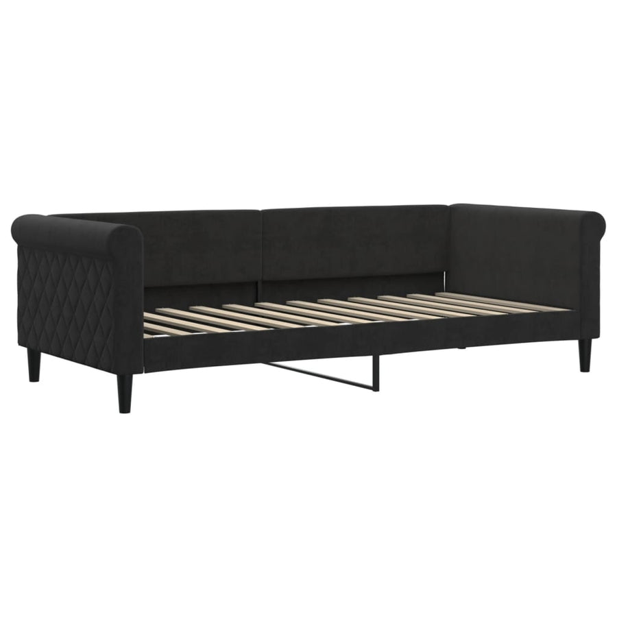 Slaapbank Fluweel 90 x 200 cm Zwart met onderschuifbed