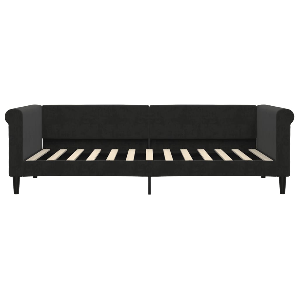 Slaapbank Fluweel 90 x 200 cm Zwart met onderschuifbed