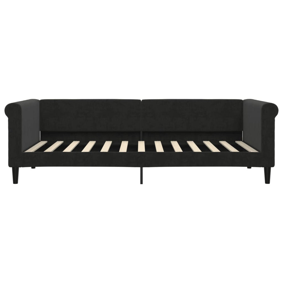 Slaapbank Fluweel 90 x 200 cm Zwart met onderschuifbed