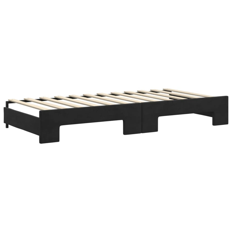 Slaapbank Fluweel 90 x 200 cm Zwart met onderschuifbed