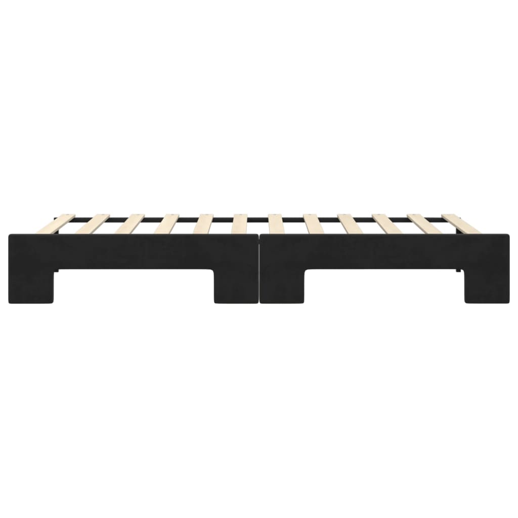 Slaapbank Fluweel 90 x 200 cm Zwart met onderschuifbed