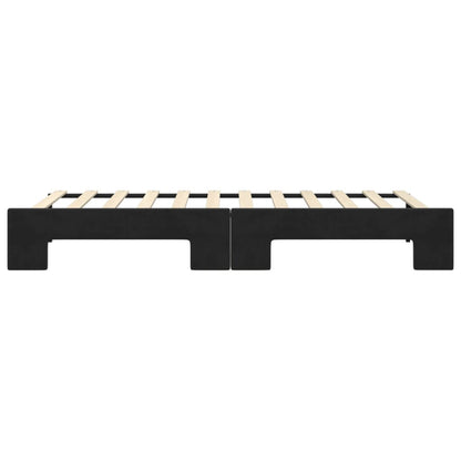 Slaapbank Fluweel 90 x 200 cm Zwart met onderschuifbed