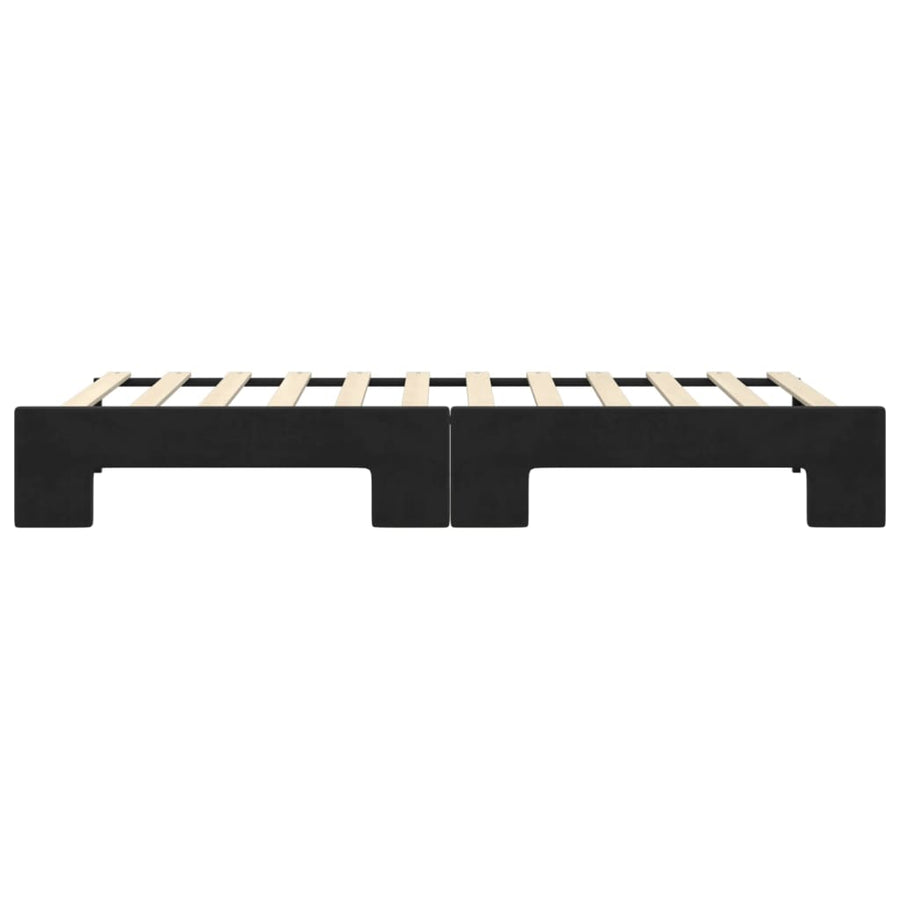 Slaapbank Fluweel 90 x 200 cm Zwart met onderschuifbed