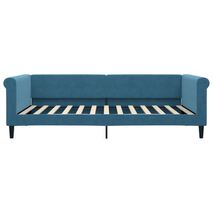 Slaapbank Fluweel 100 x 200 cm Blauw met onderschuifbed