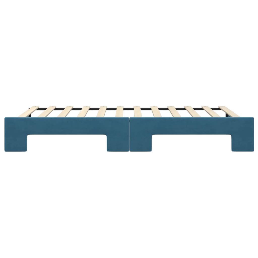 Slaapbank Fluweel 100 x 200 cm Blauw met onderschuifbed