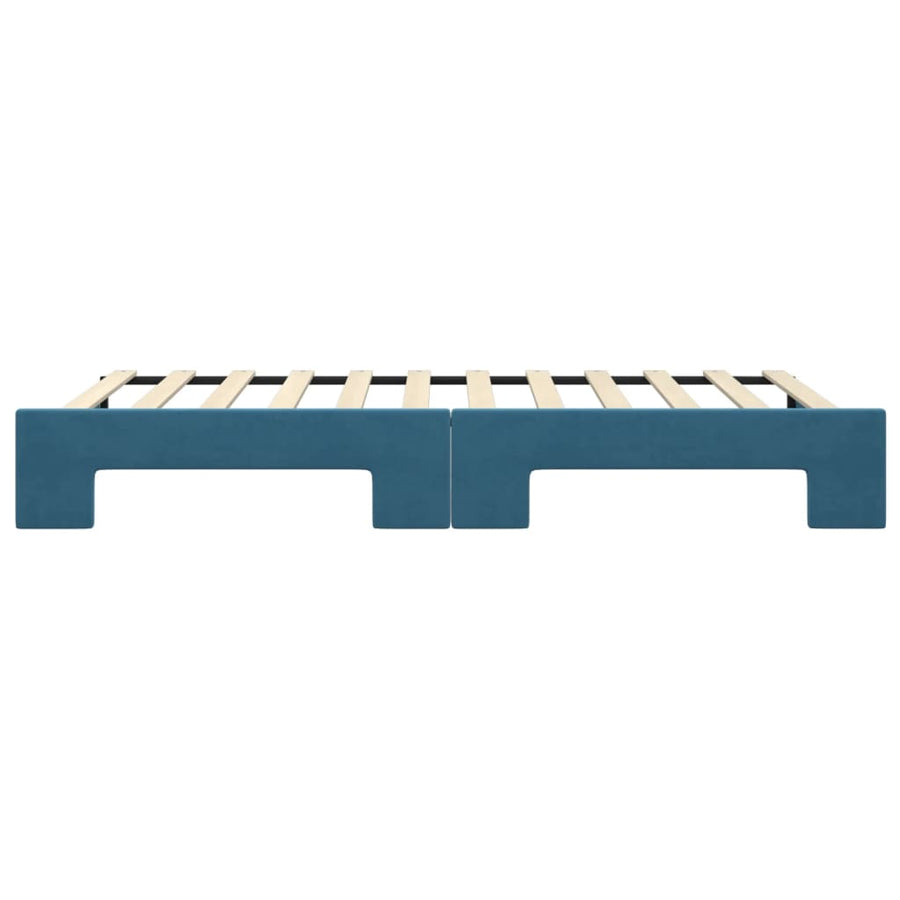 Slaapbank Fluweel 100 x 200 cm Blauw met onderschuifbed
