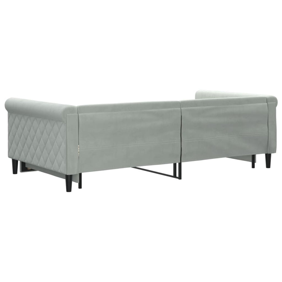 Slaapbank Fluweel 100 x 200 cm Lichtgrijs met onderschuifbed