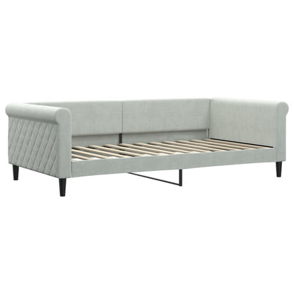 Slaapbank Fluweel 100 x 200 cm Lichtgrijs met onderschuifbed