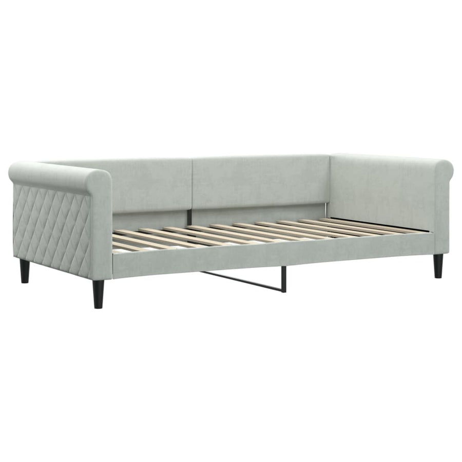 Slaapbank Fluweel 100 x 200 cm Lichtgrijs met onderschuifbed